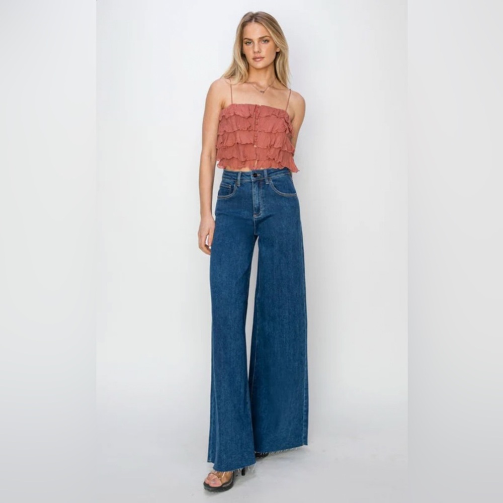 Risen Palazzo Leg Unfinished hem Jeans